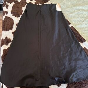 NWT Black Satin Midi Skirt • Size S •